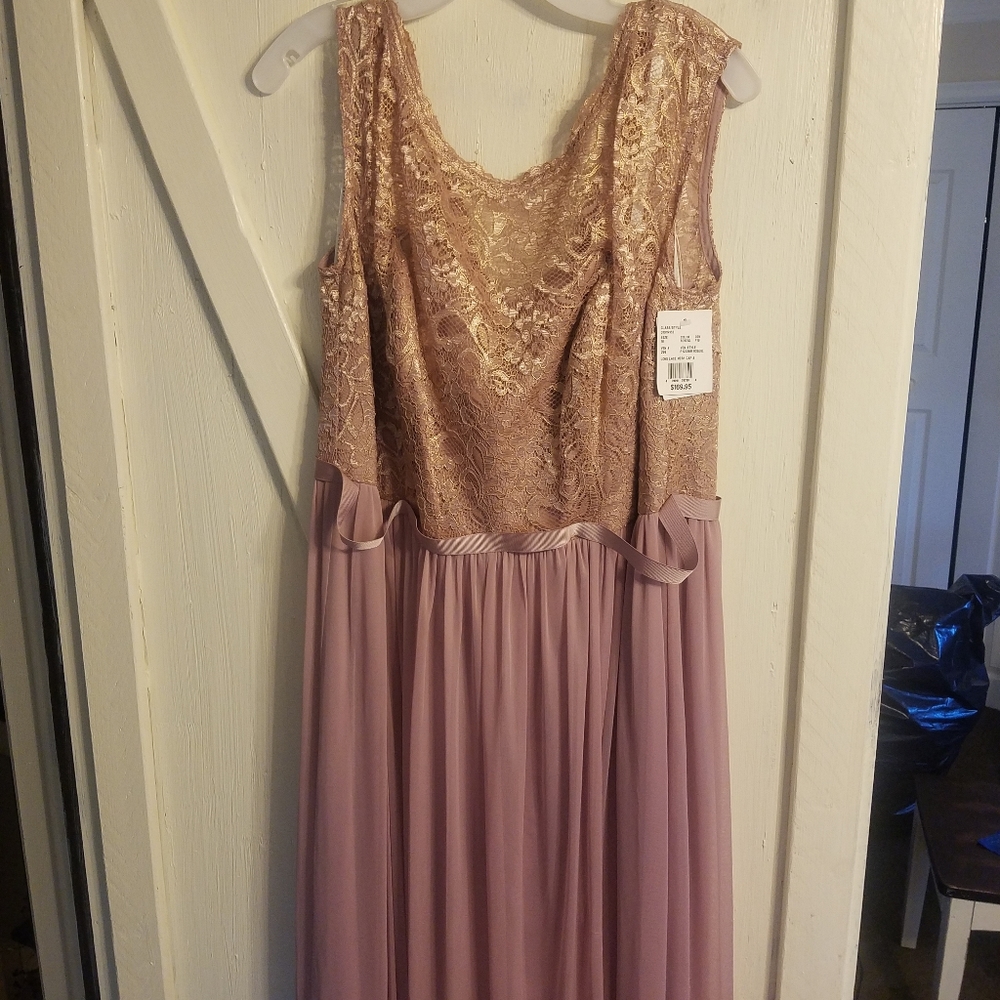 David's Bridal Lace Dress Rose Metallic